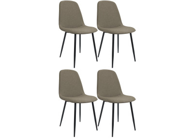 Ensemble de 4 chaises de salle à manger Maryam, tissu taupe
