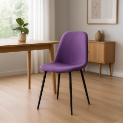 Ensemble de 4 chaises de salle à manger Maryam, tissu violet