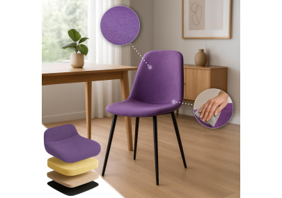 Conjunto de 4 cadeiras de sala de jantar Maryam, tecido roxo