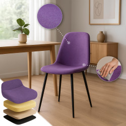 Ensemble de 4 chaises de salle à manger Maryam, tissu violet