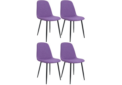Ensemble de 4 chaises de salle à manger Maryam, tissu violet