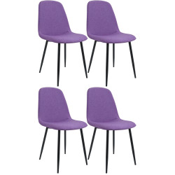 Conjunto de 4 cadeiras de sala de jantar Maryam, tecido roxo