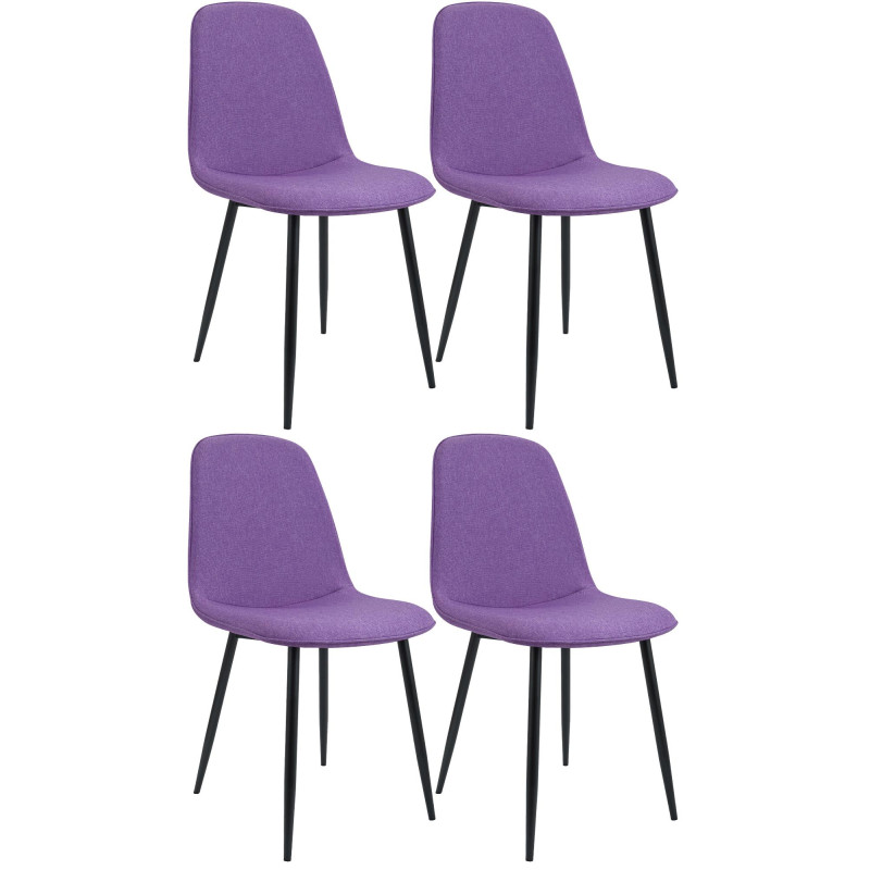 Ensemble de 4 chaises de salle à manger Maryam, tissu violet
