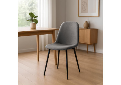 Ensemble de 4 chaises de salle à manger Maryam, tissu gris clair