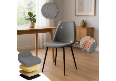 Ensemble de 4 chaises de salle à manger Maryam, tissu gris clair