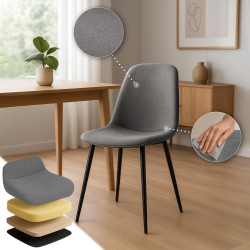 Ensemble de 4 chaises de salle à manger Maryam, tissu gris clair
