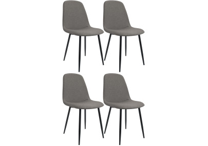 Conjunto de 4 cadeiras de sala de jantar Maryam, tecido cinza claro