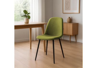 Ensemble de 4 chaises de salle à manger Maryam, tissu vert