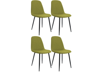 Ensemble de 4 chaises de salle à manger Maryam, tissu vert