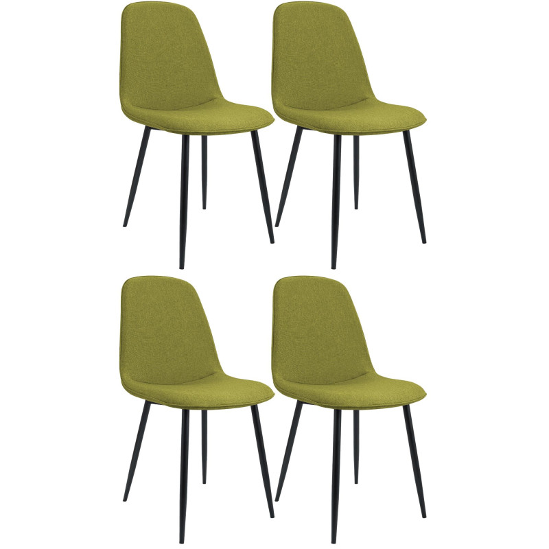 Ensemble de 4 chaises de salle à manger Maryam, tissu vert