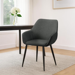 Conjunto de 2 cadeiras de sala de jantar Luena, tecido cinza escuro