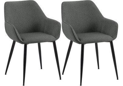 Ensemble de 2 chaises de salle à manger Luena, tissu gris foncé