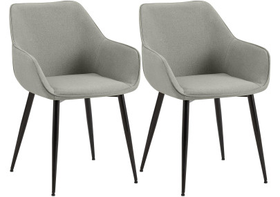 Conjunto de 2 sillas de comedor Luena, tela gris claro