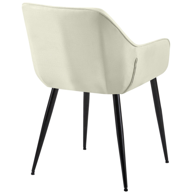 Conjunto de 2 sillas de comedor Luena, tela crema