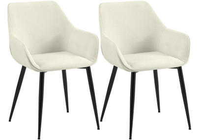 Ensemble de 2 chaises de salle à manger Luena, tissu crème
