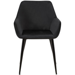 Conjunto de 2 sillas de comedor Luena en terciopelo negro