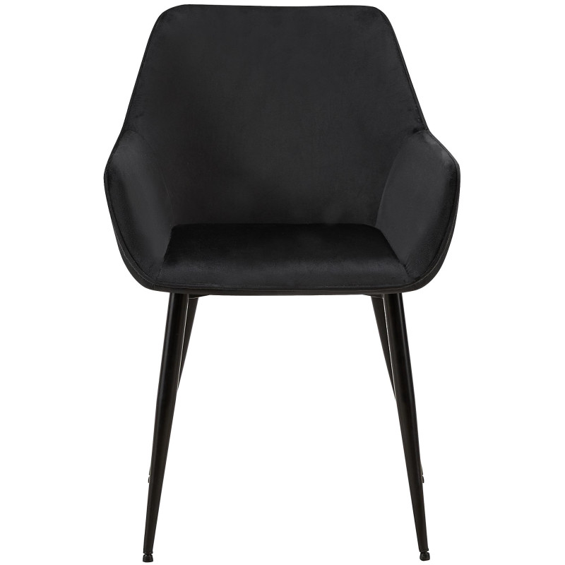 Conjunto de 2 sillas de comedor Luena en terciopelo negro