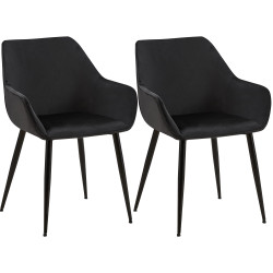 Conjunto de 2 sillas de comedor Luena en terciopelo negro