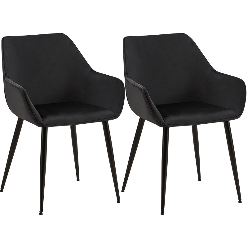 Ensemble de 2 chaises de salle à manger Luena en velours noir