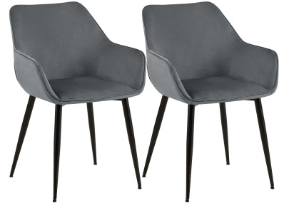 Ensemble de 2 chaises de salle à manger Luena en velours gris foncé