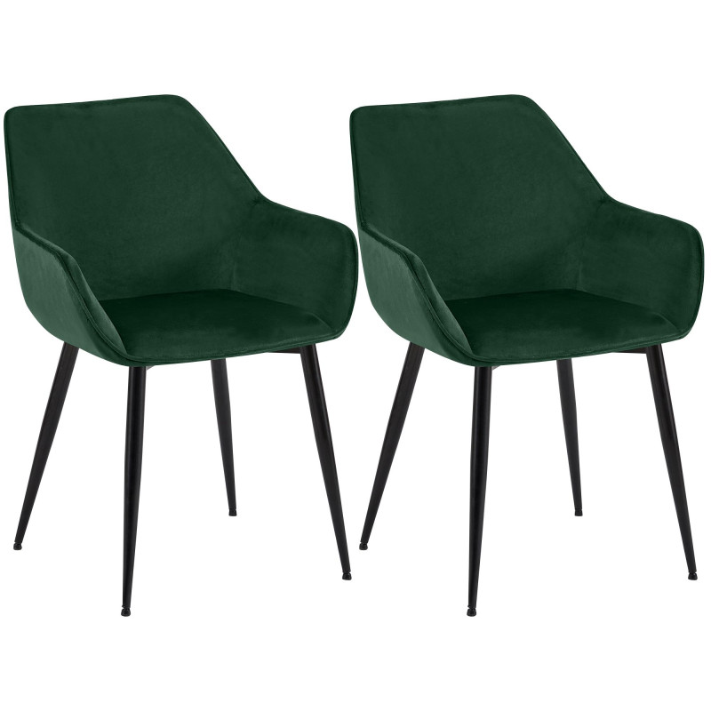 Ensemble de 2 chaises de salle à manger Luena en velours vert
