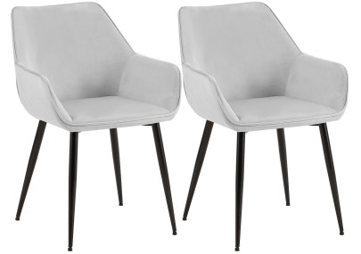 Ensemble de 2 chaises de salle à manger Luena en velours gris clair