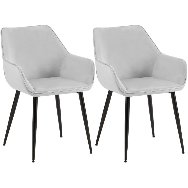 Ensemble de 2 chaises de salle à manger Luena en velours gris clair