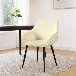 Conjunto de 2 sillas de comedor Luena en terciopelo crema