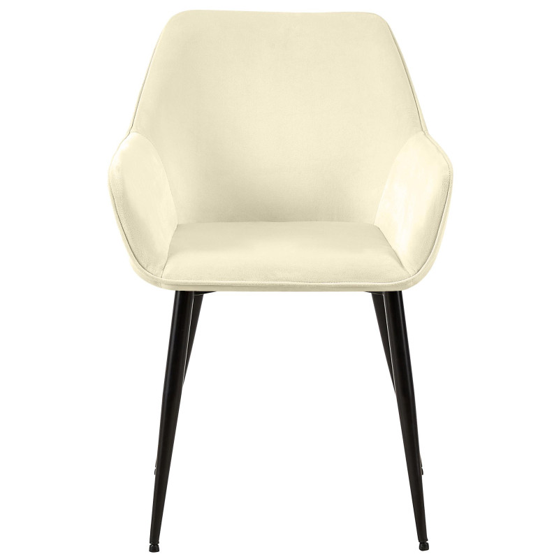 Conjunto de 2 sillas de comedor Luena en terciopelo crema