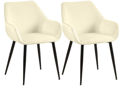 Ensemble de 2 chaises de salle à manger Luena en velours crème