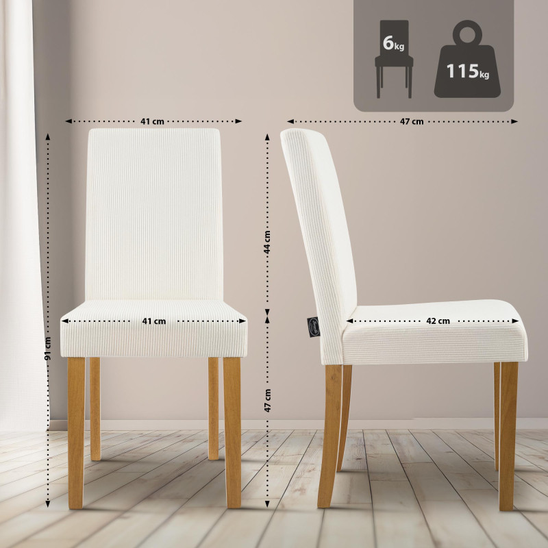 Ensemble de 2 chaises de salle à manger Ina Cord crème clair antique