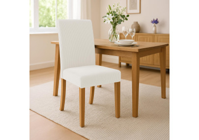 Conjunto de 2 sillas de comedor Ina Cord crema claro antiguo