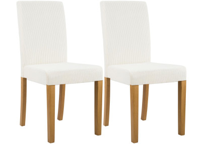 Conjunto de 2 sillas de comedor Ina Cord crema claro antiguo