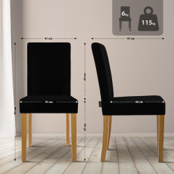 Conjunto de 2 cadeiras de jantar Ina Cord preto antigo claro