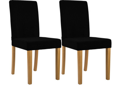 Ensemble de 2 chaises de salle à manger Ina Cord noir clair antique