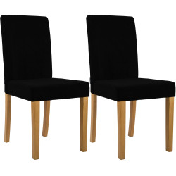 Ensemble de 2 chaises de salle à manger Ina Cord noir clair antique