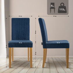 Conjunto de 2 sillas de comedor Ina Cord azul claro antiguo