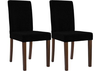 Ensemble de 2 chaises de salle à manger Ina Cord noir antique