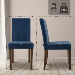 Ensemble de 2 chaises de salle à manger Ina Cord bleu foncé antique