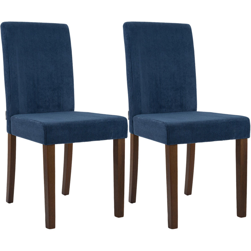 Ensemble de 2 chaises de salle à manger Ina Cord bleu foncé antique