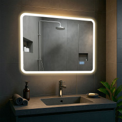 Specchio da bagno Jericho 60x80 con Bluetooth e vetro trasparente