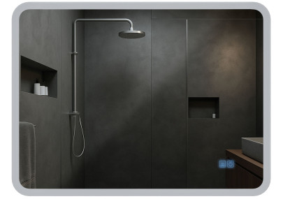 Miroir de salle de bain Jericho 60x80 avec Bluetooth et verre transparent