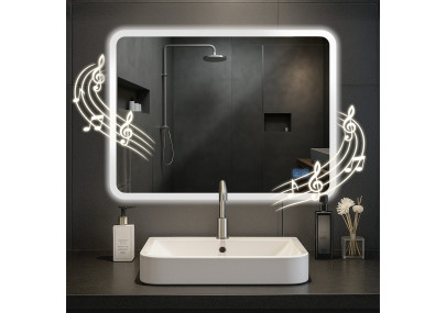 Miroir de salle de bain Jericho 60x80 avec Bluetooth et verre transparent