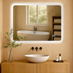 Miroir de salle de bain Jericho 60x80 sans Bluetooth en verre transparent