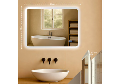 Miroir de salle de bain Jericho 60x80 sans Bluetooth en verre transparent