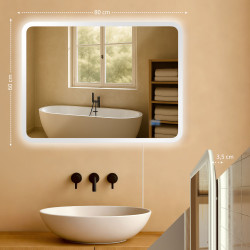 Specchio da bagno Jericho 60x80 senza Bluetooth in vetro trasparente
