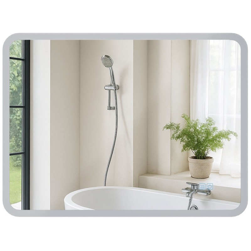 Specchio da bagno Jericho 60x80 senza Bluetooth in vetro trasparente