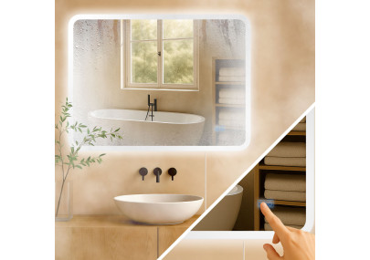 Miroir de salle de bain Jericho 60x80 sans Bluetooth en verre transparent