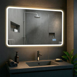 Miroir de salle de bain Jericho 70x100 avec Bluetooth et verre transparent
