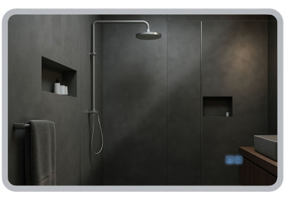 Miroir de salle de bain Jericho 70x100 avec Bluetooth et verre transparent